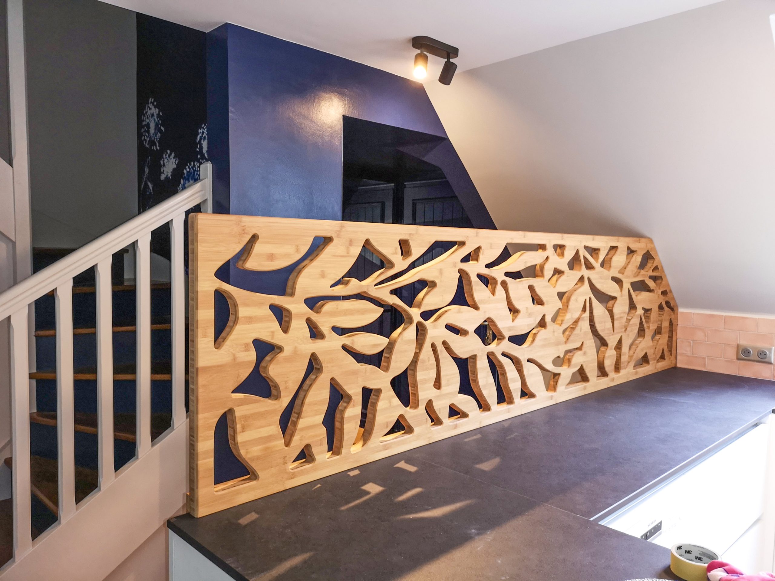 claustra en bambou 40 mm sur plan de travail