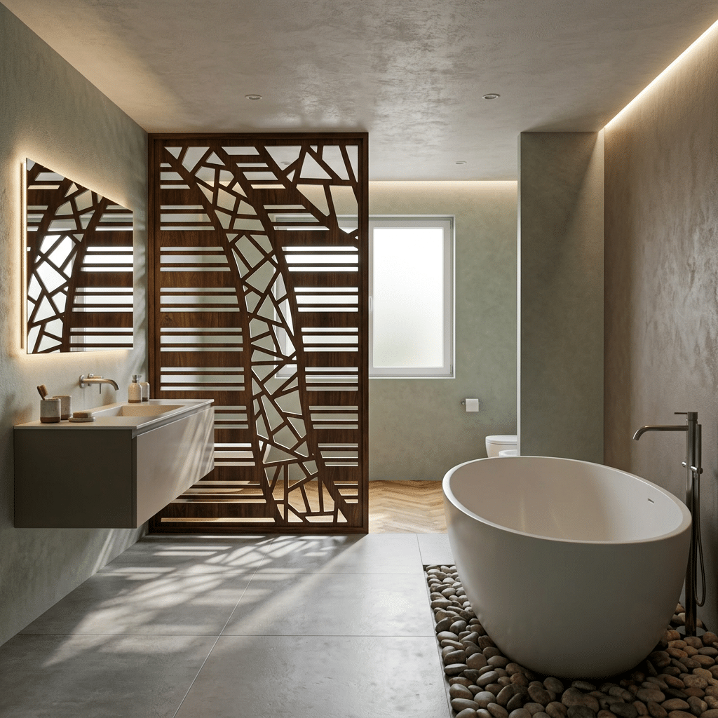 Salle de bain moderne avec baignoire élégante